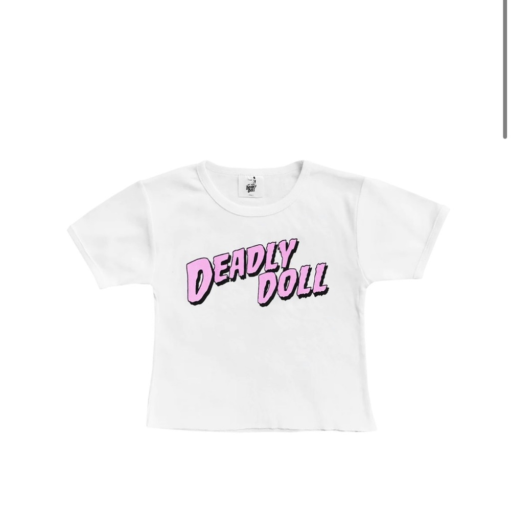 Pink deadly doll baby tee